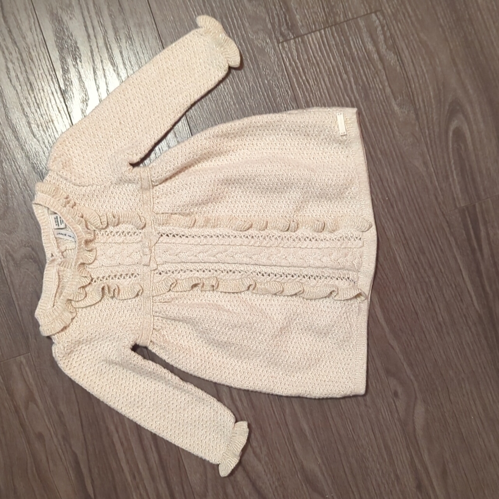 Janie and Jack Gold Metallic Ruffled Shimmer Sweater Dress